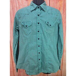 Cinch Womens Western Shirt Large Turquoise Long Sleeve Snap Front